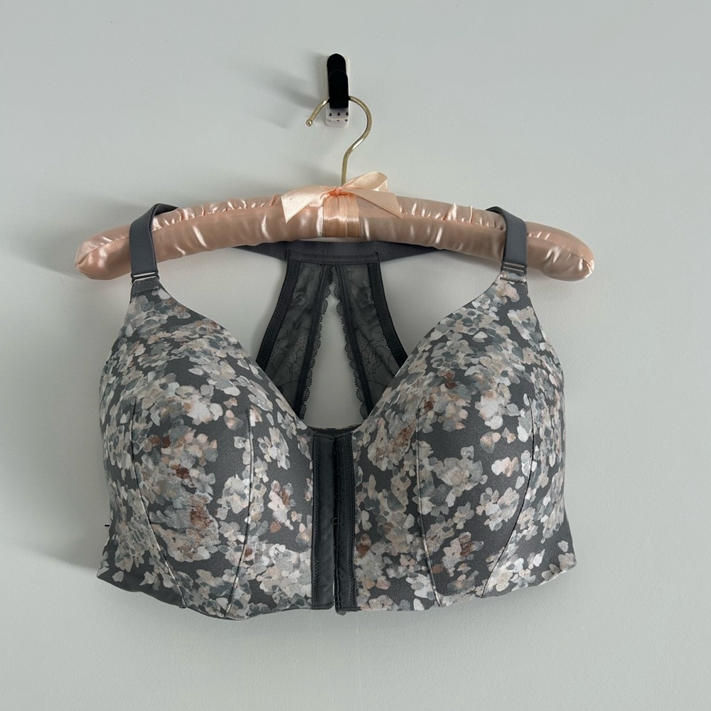 Lane Bryant Cacique 38F Lightly Lined Full Coverage No Wire Mastectomy Bra Gray